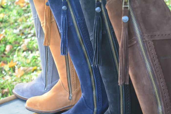 Leather and suede riding on sale boots