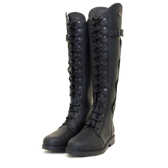 Black lace 2024 up riding boots